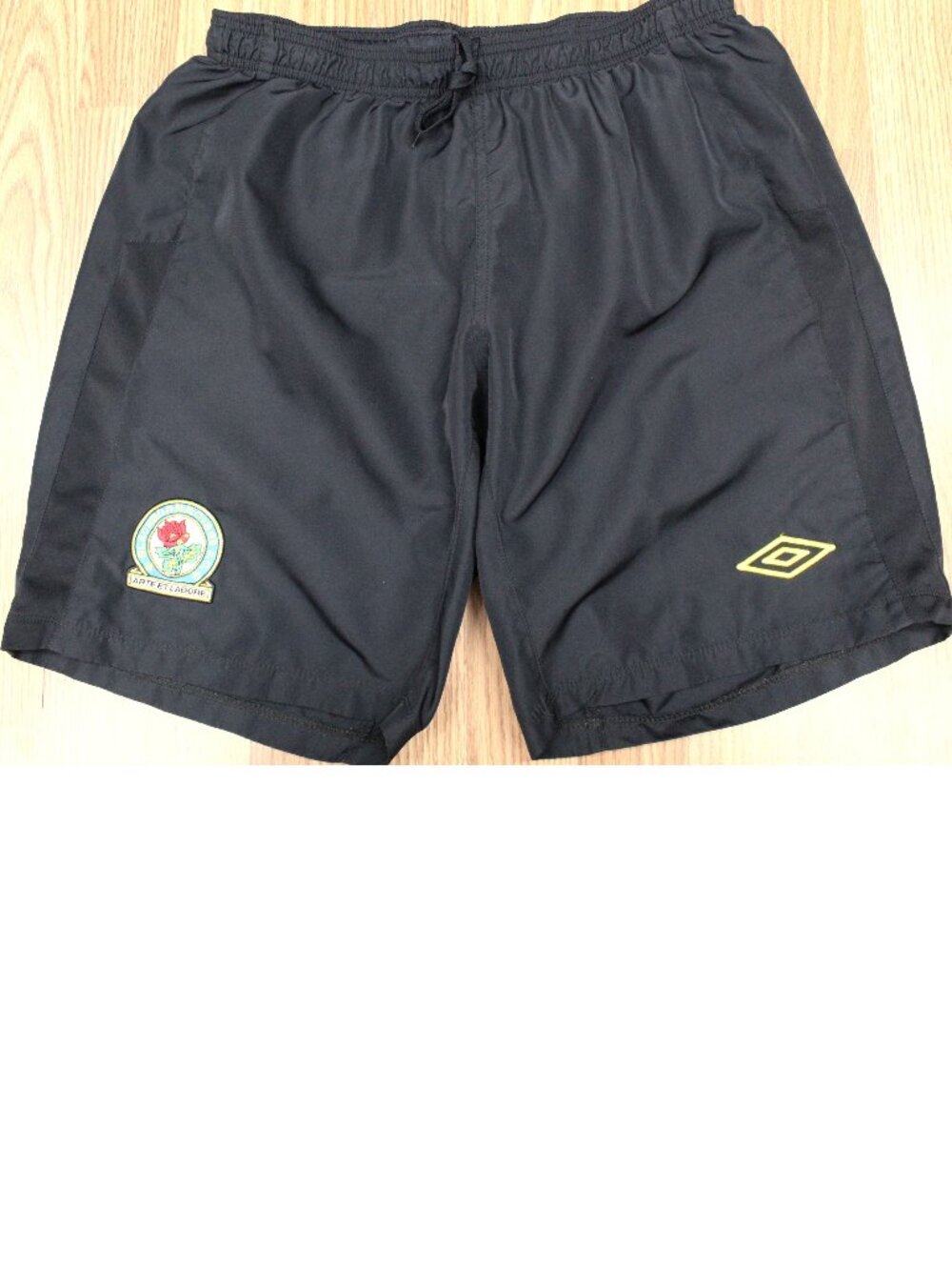 BLACKBURN ROVERS UMBRO LINED SHORTS BLACK Sz LARGE, L